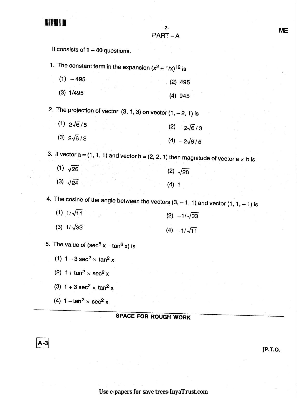 Karnataka Diploma CET- 2013 Mechanical Engineering Question Paper - Page 3