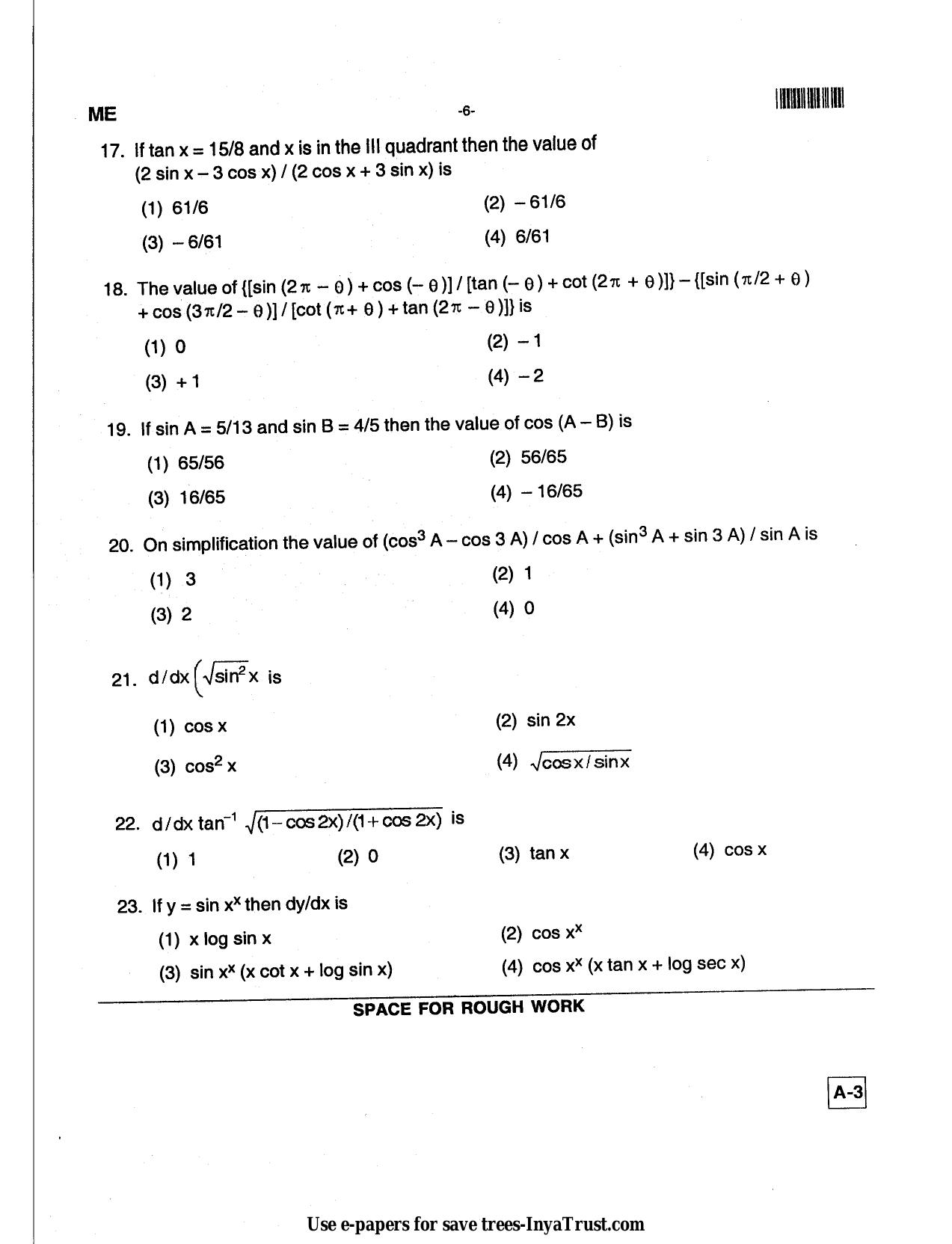 Karnataka Diploma CET- 2013 Mechanical Engineering Question Paper - Page 6