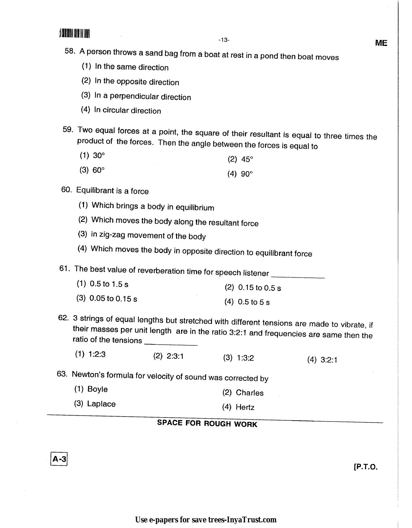 Karnataka Diploma CET- 2013 Mechanical Engineering Question Paper - Page 11