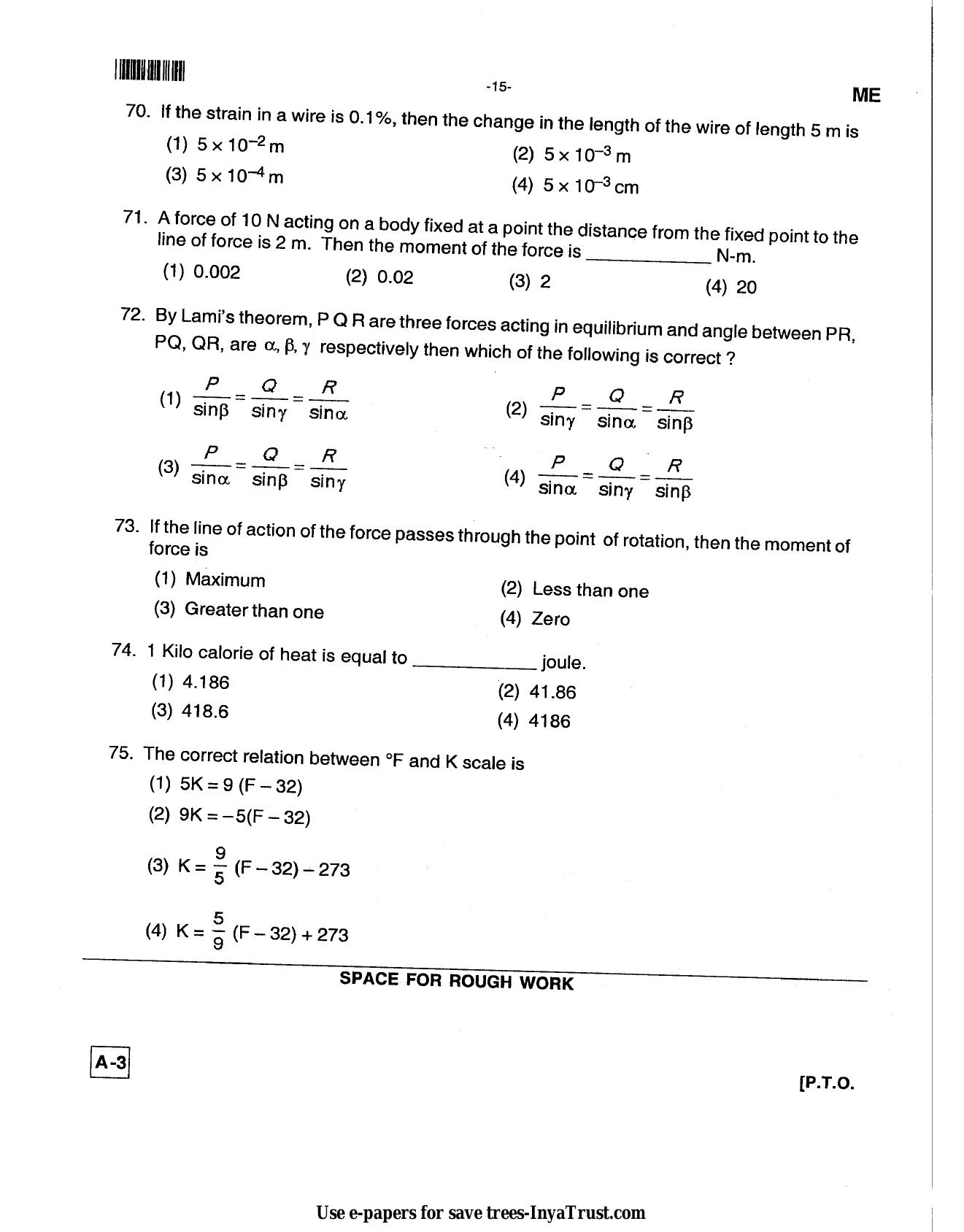 Karnataka Diploma CET- 2013 Mechanical Engineering Question Paper - Page 13