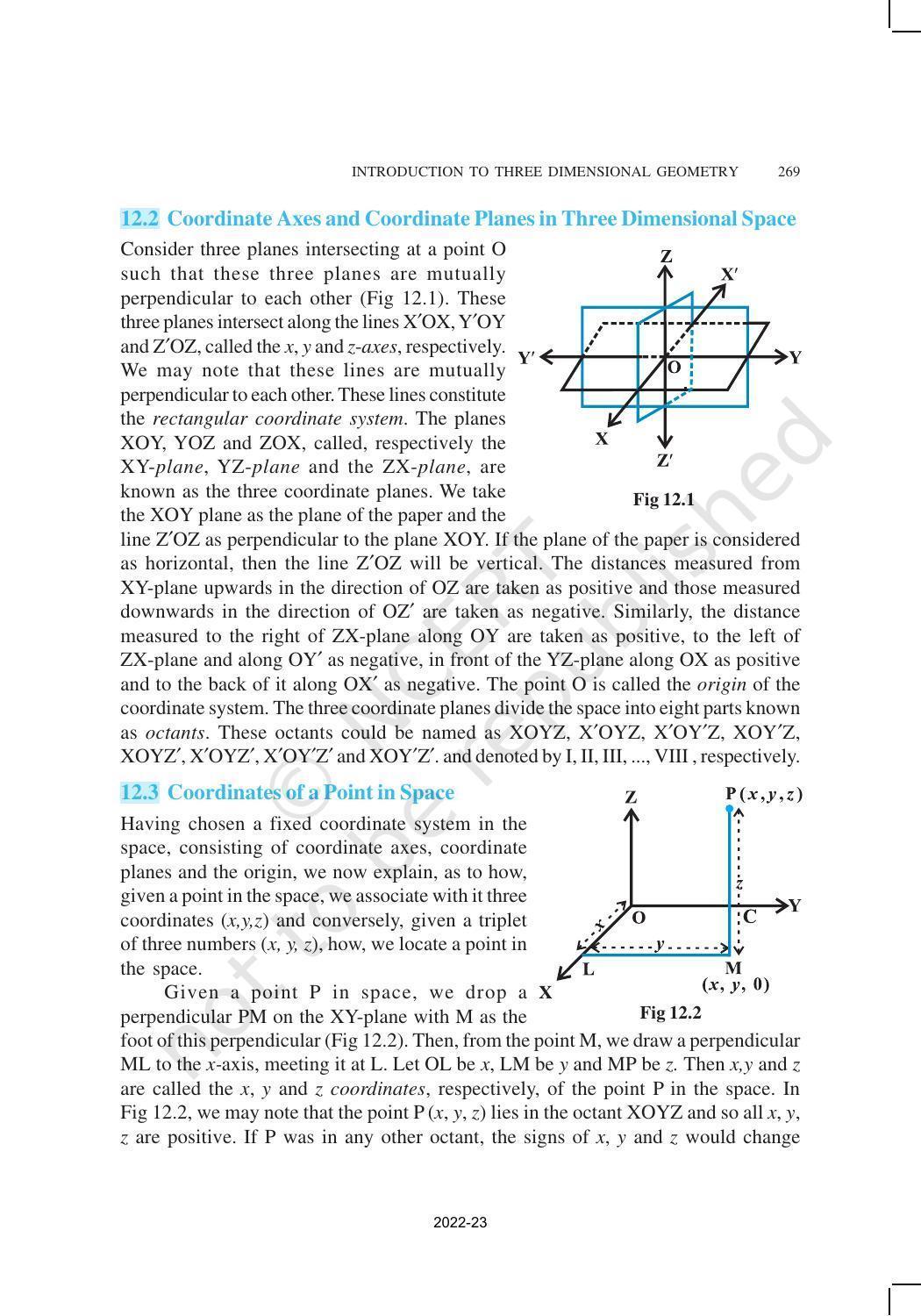 NCERT Book for Class 11 Maths Chapter 12 Introduction to Three-Dimensional Geometry - Page 2