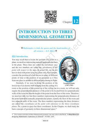 NCERT Book for Class 11 Maths Chapter 12 Introduction to Three-Dimensional Geometry