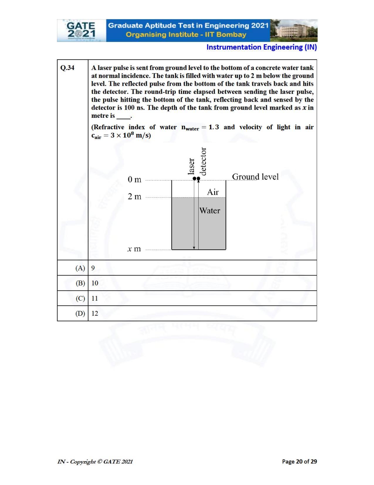 GATE 2021 Instrumentation Engineering (IN) Question Paper - Page 20