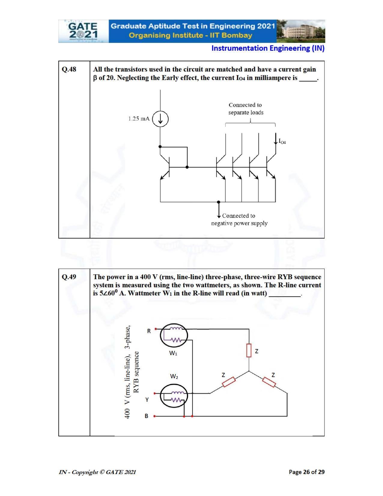 GATE 2021 Instrumentation Engineering (IN) Question Paper - Page 26