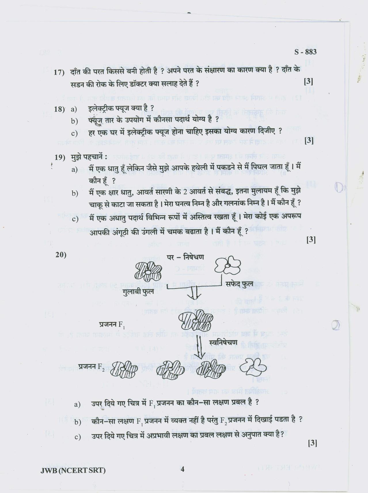Gujarat Board Class 10th 11 HINDI NCERT SRT 2019 Question Paper - Page 4