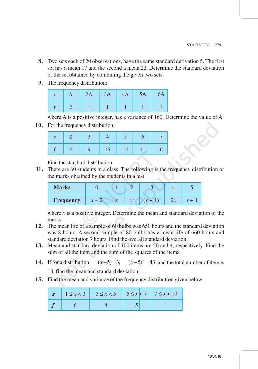 NCERT Exemplar Book for Class 11 Maths: Chapter 15 Statistics - Page 10