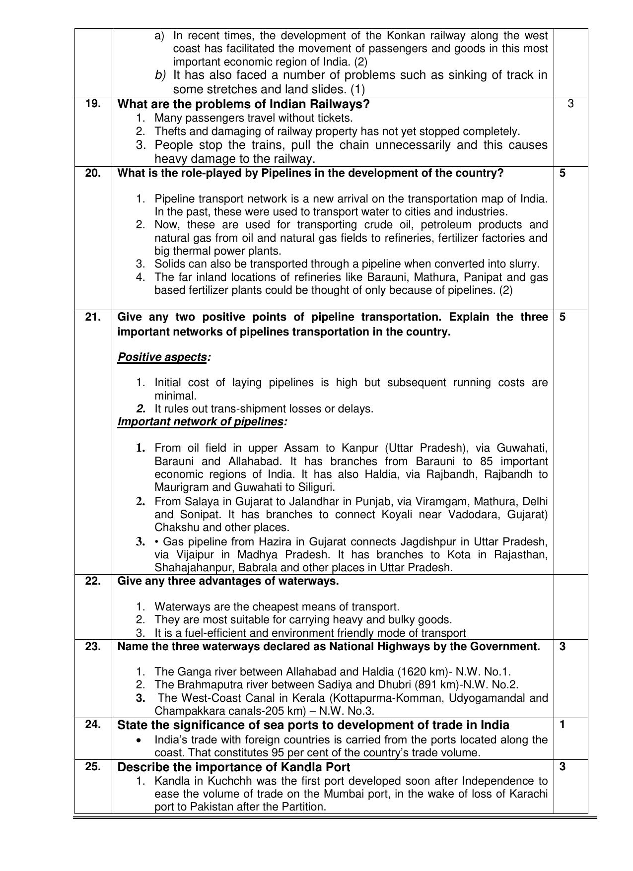 CBSE Worksheets for Class 10 Social Science Lifelines of Indian Economy Assignment - Page 6