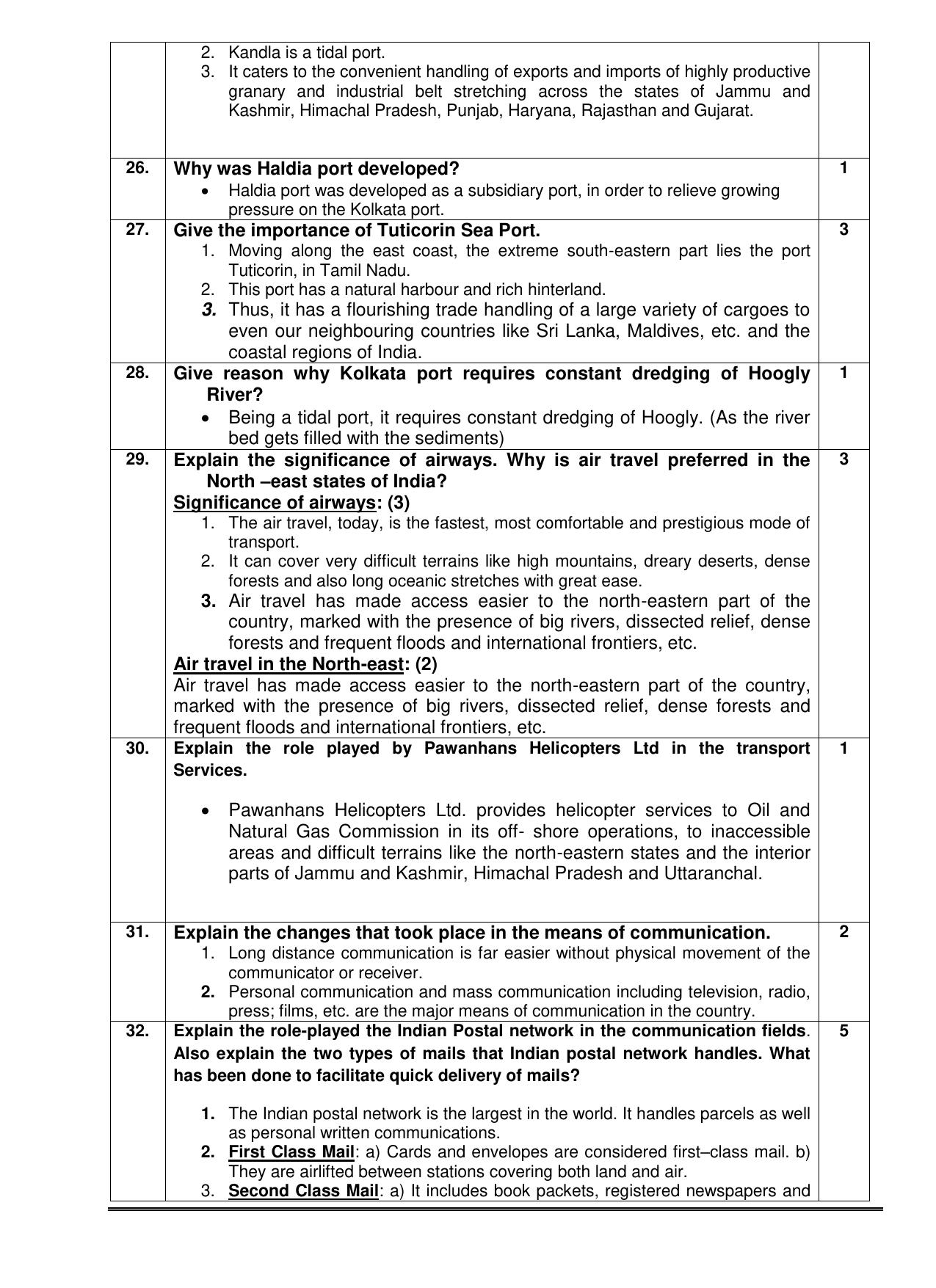 CBSE Worksheets for Class 10 Social Science Lifelines of Indian Economy Assignment - Page 7