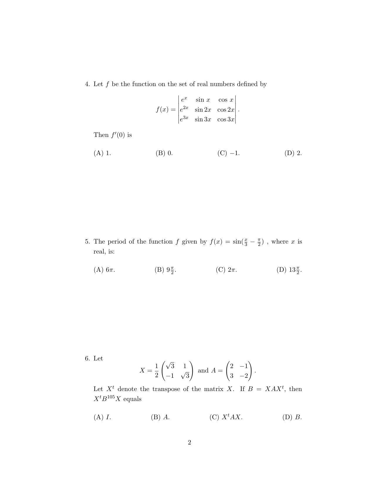 ISI Admission Test M.Stat.PSA 2020 Sample Paper - Page 3