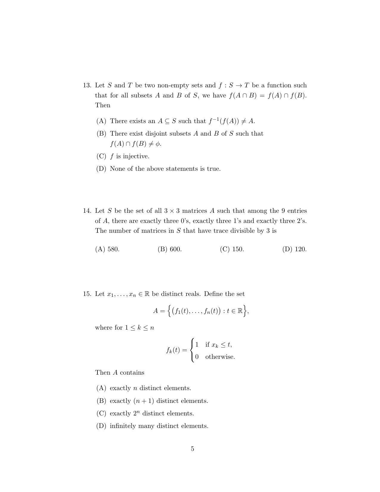ISI Admission Test M.Stat.PSA 2020 Sample Paper - Page 9