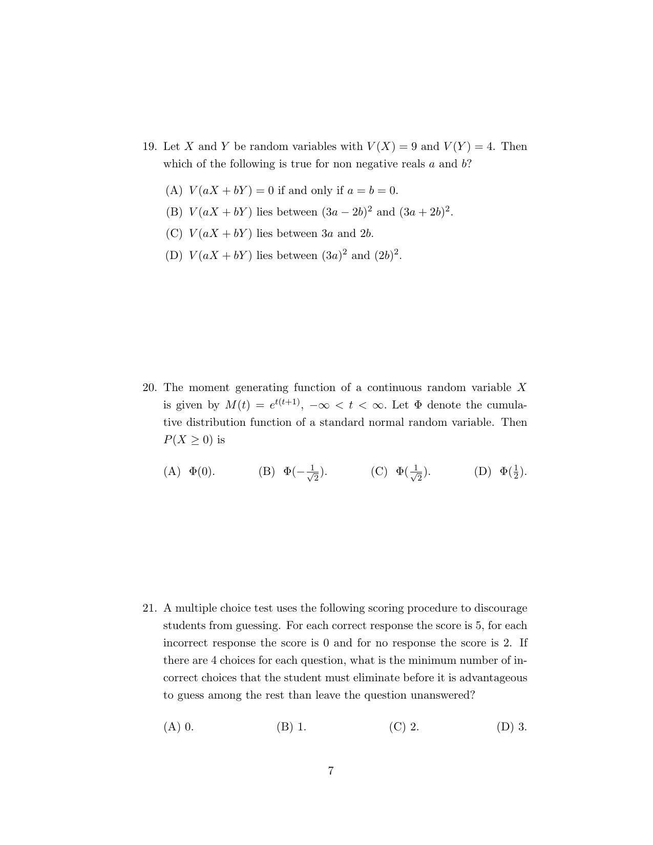 ISI Admission Test M.Stat.PSA 2020 Sample Paper - Page 13