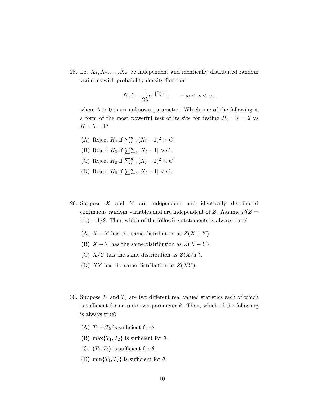 ISI Admission Test M.Stat.PSA 2020 Sample Paper - Page 19