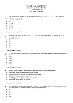 KEAM 2024 June 5 Question Paper with Answer Key