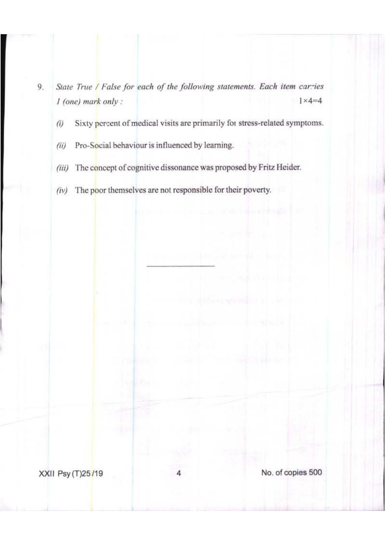 COHSEM Class 12 Psychology 2019 Question Papers - Page 4