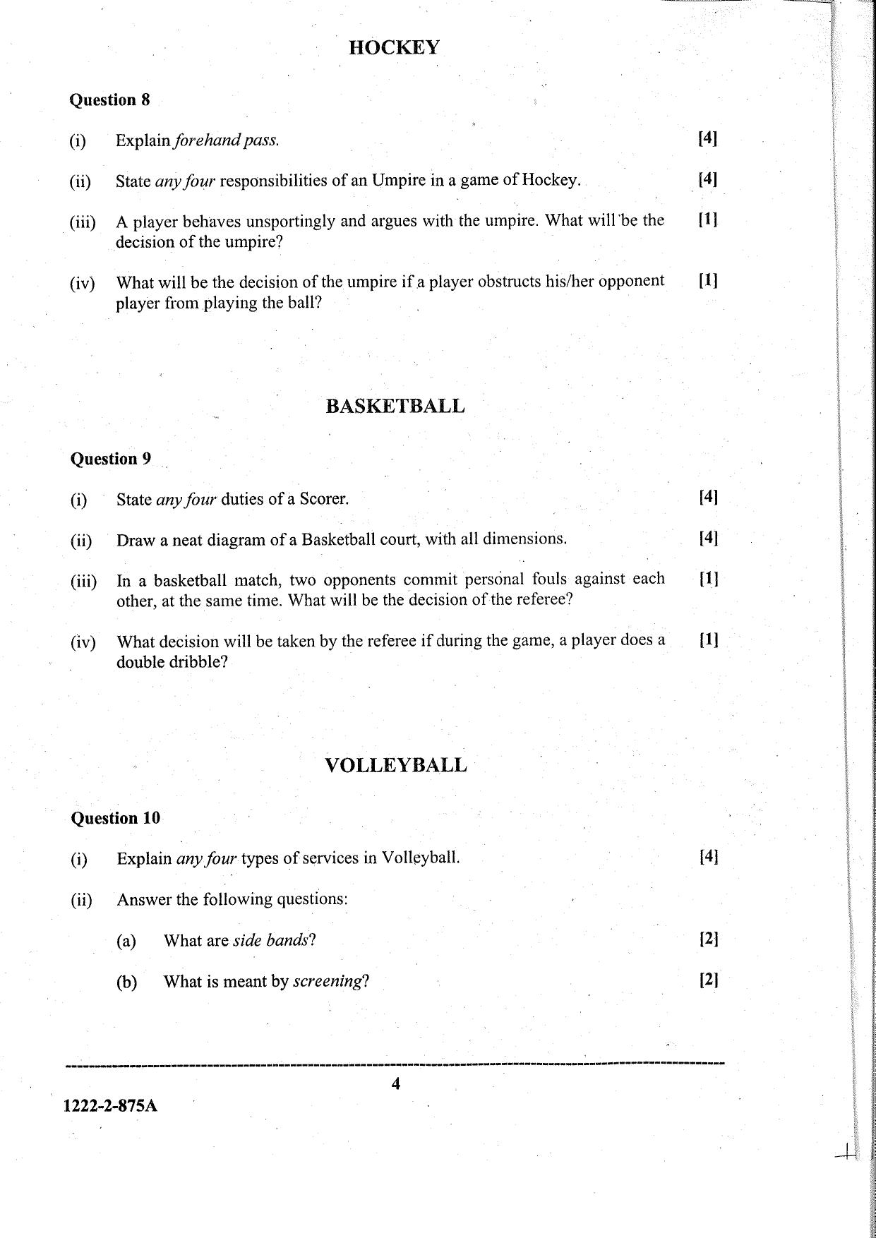 ISC Class 12 Physical Education 2023 Question Paper - Page 4