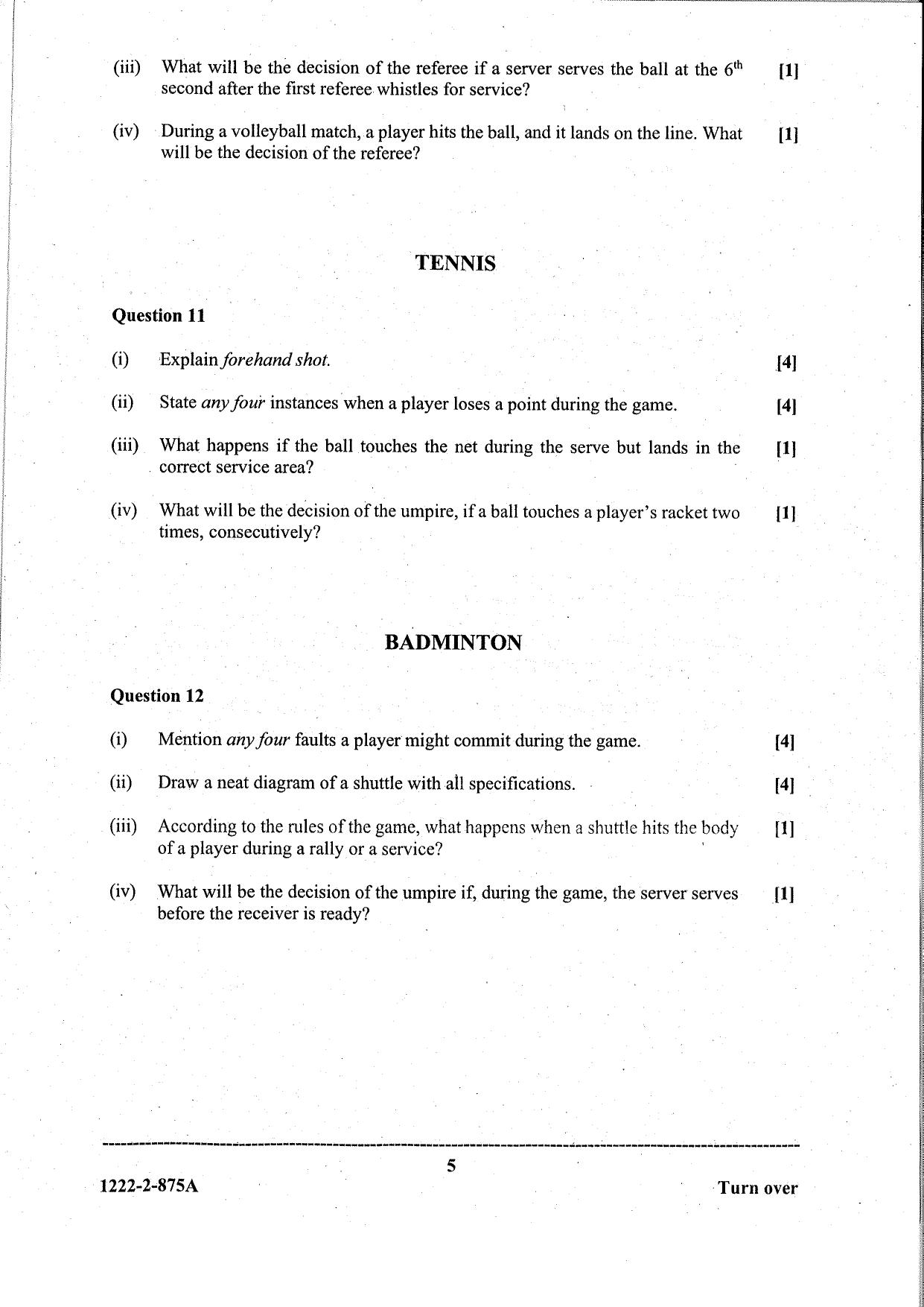 ISC Class 12 Physical Education 2023 Question Paper - Page 5