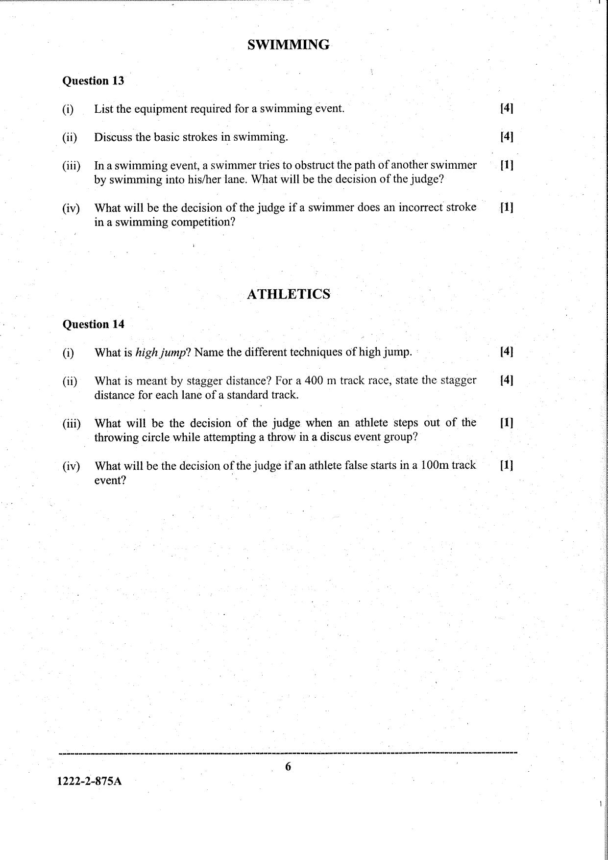 ISC Class 12 Physical Education 2023 Question Paper - Page 6