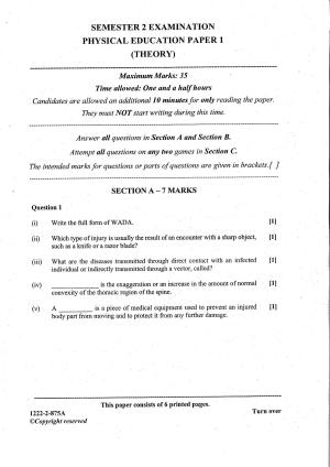 ISC Class 12 Physical Education 2023 Question Paper