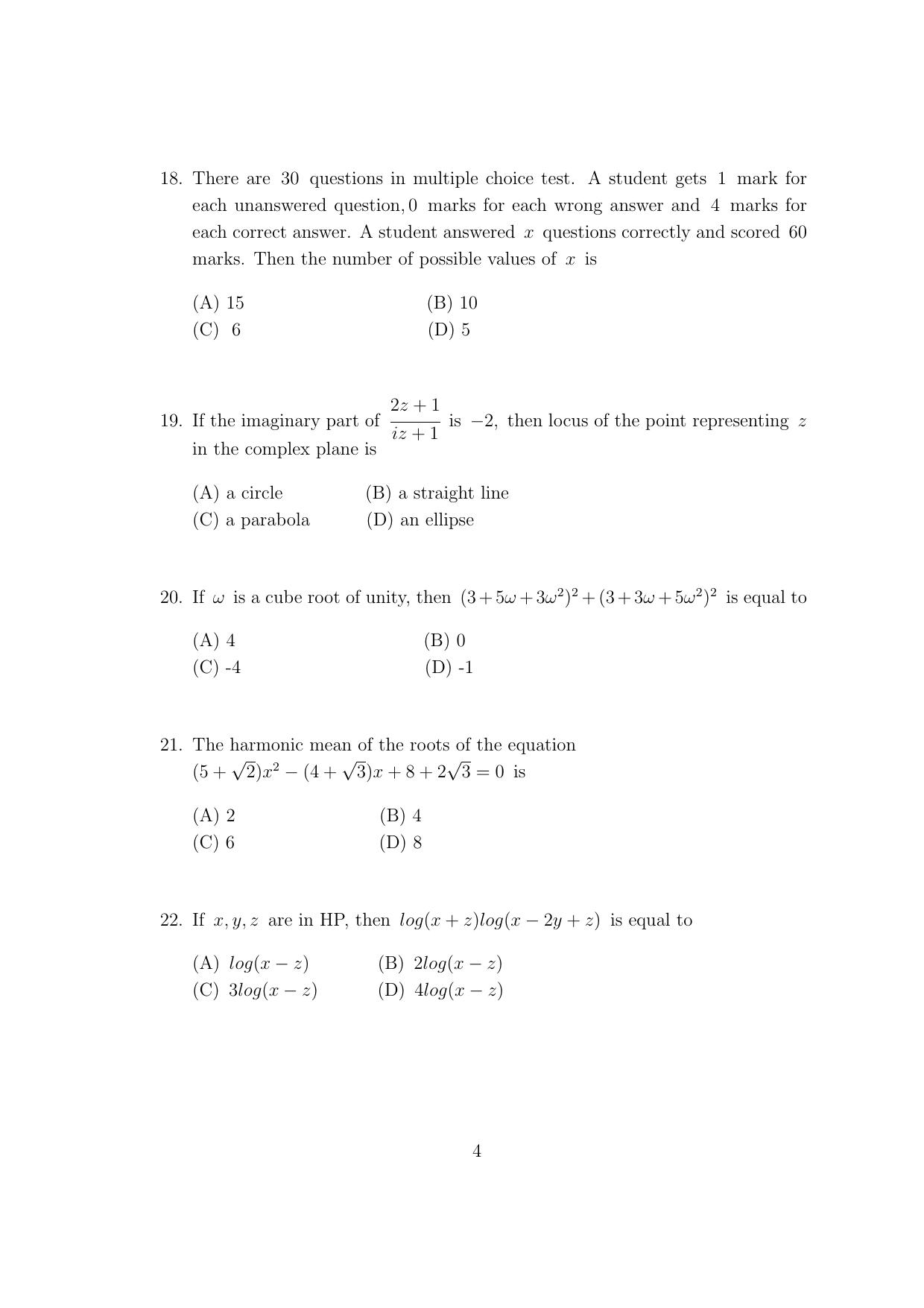 CUSAT CAT 2017 Btech Question Paper - Page 4