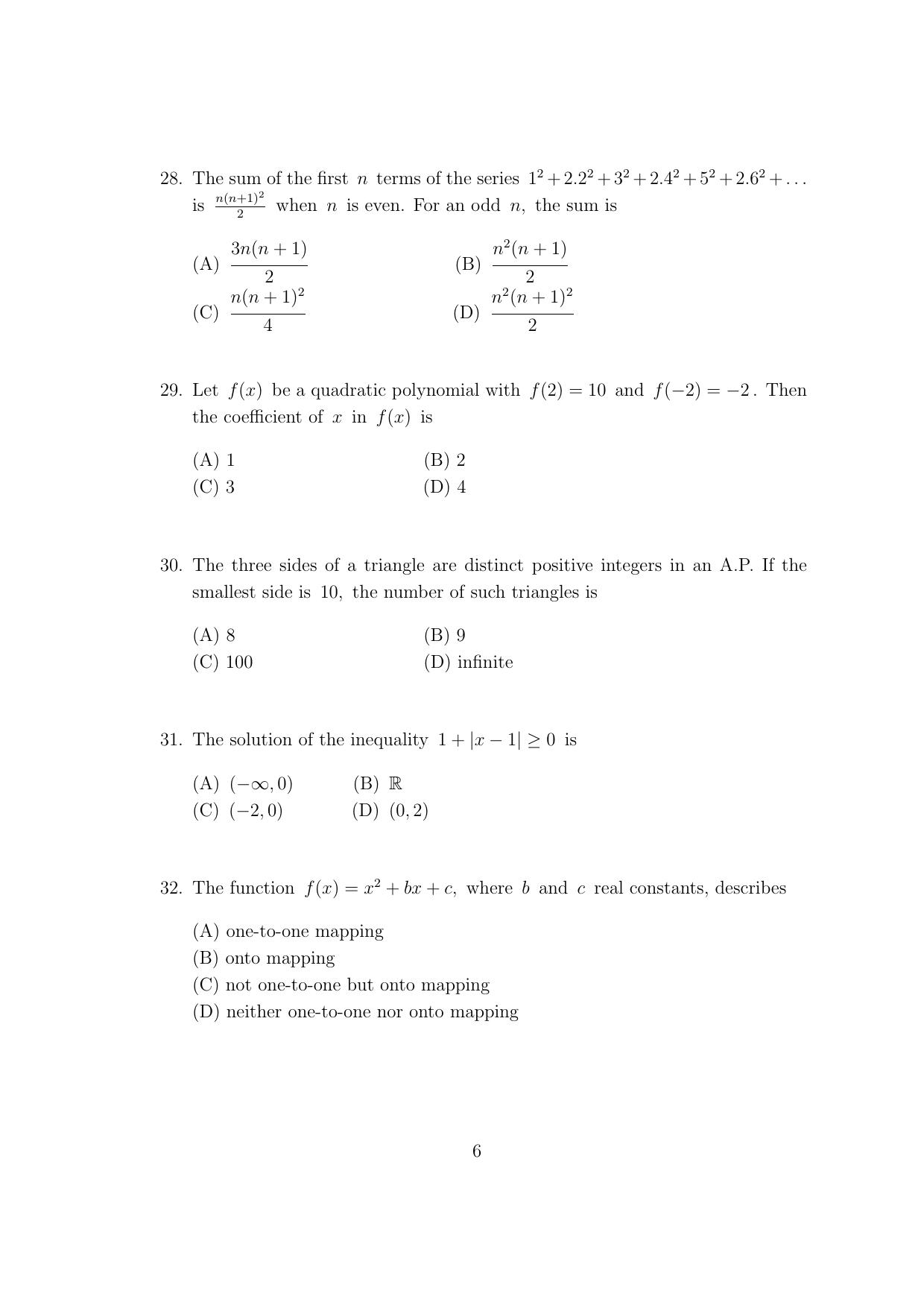 CUSAT CAT 2017 Btech Question Paper - Page 6
