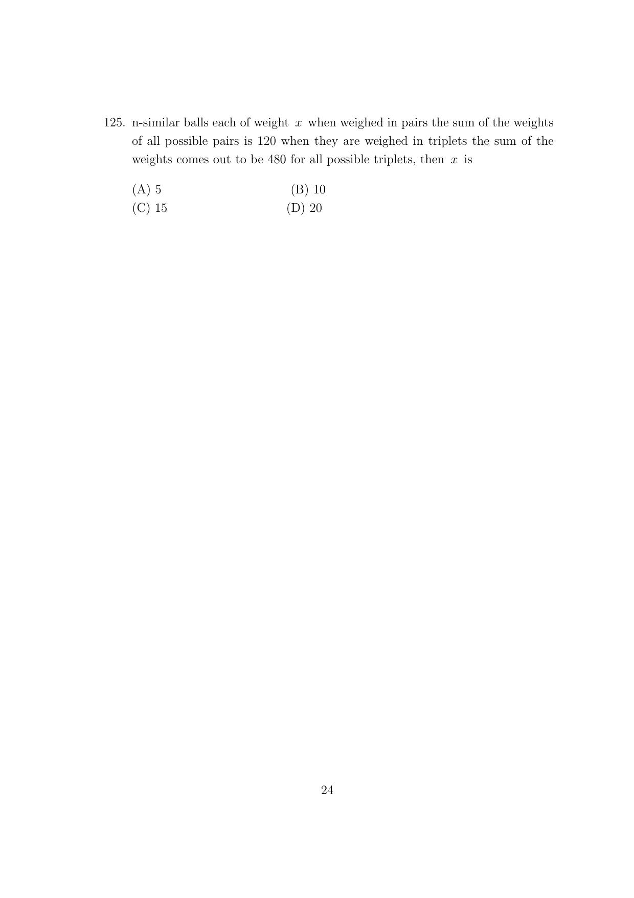 CUSAT CAT 2017 Btech Question Paper - Page 24
