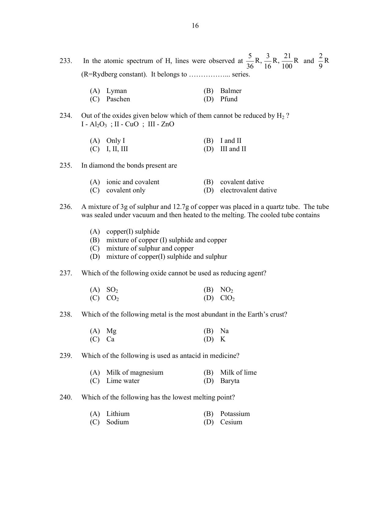 CUSAT CAT 2017 Btech Question Paper - Page 40
