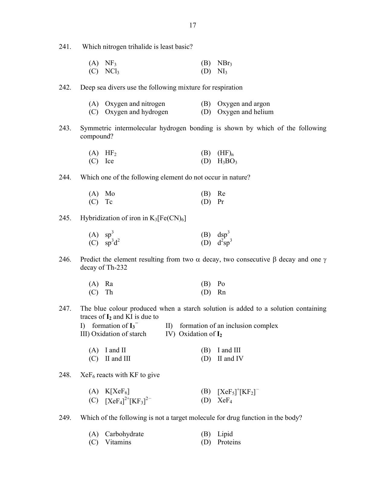 CUSAT CAT 2017 Btech Question Paper - Page 41