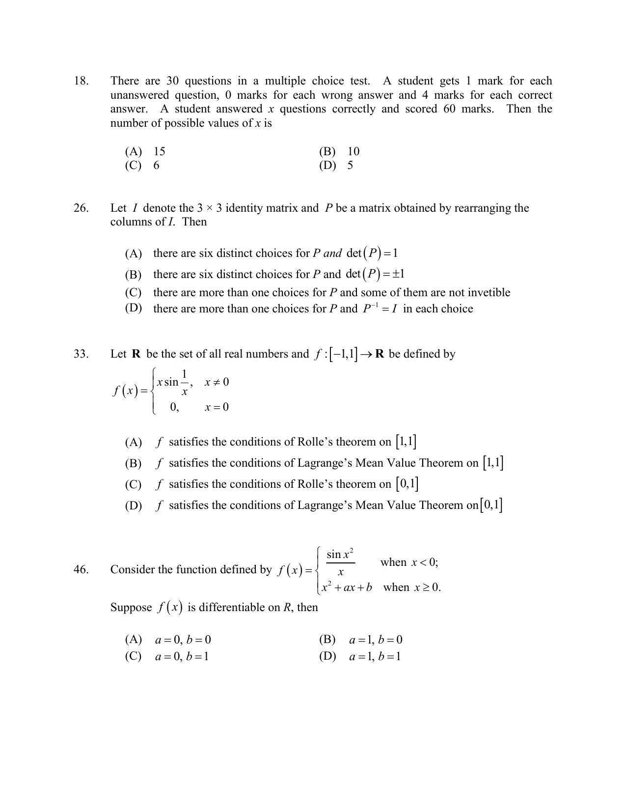 CUSAT CAT 2017 Btech Question Paper - Page 44