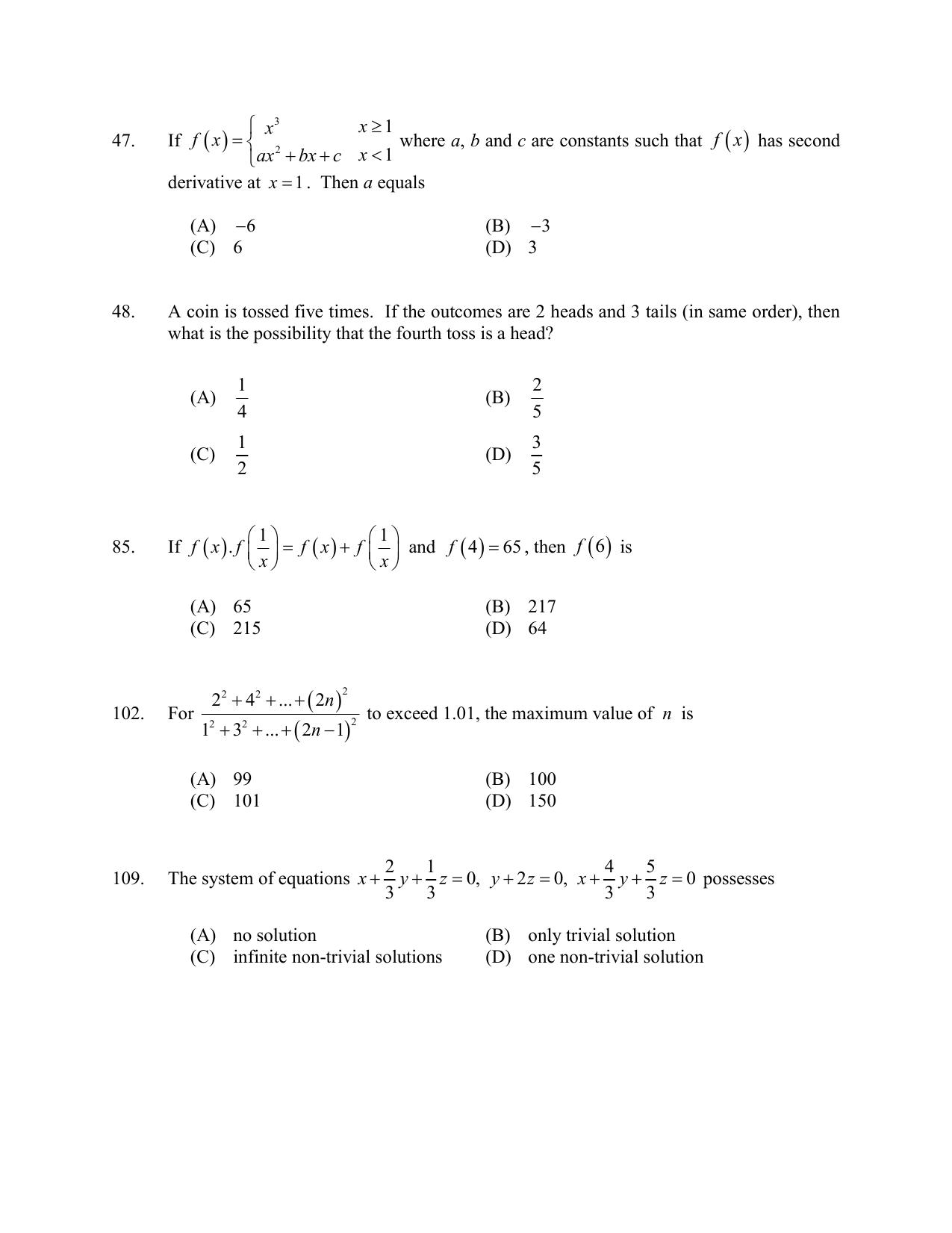 CUSAT CAT 2017 Btech Question Paper - Page 45