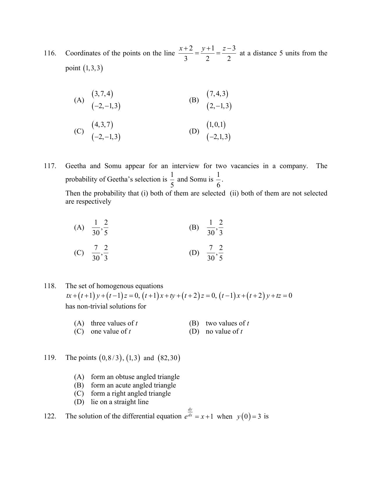 CUSAT CAT 2017 Btech Question Paper - Page 46