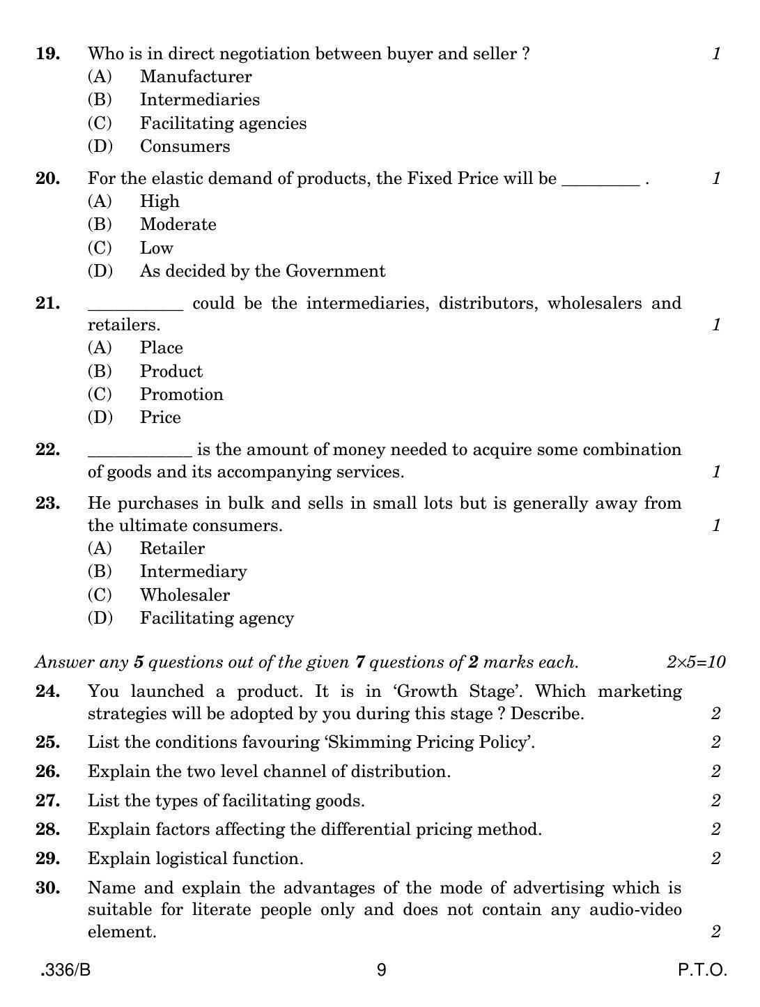 CBSE Class 12 Marketing 2020 Compartment Question Paper - Page 9