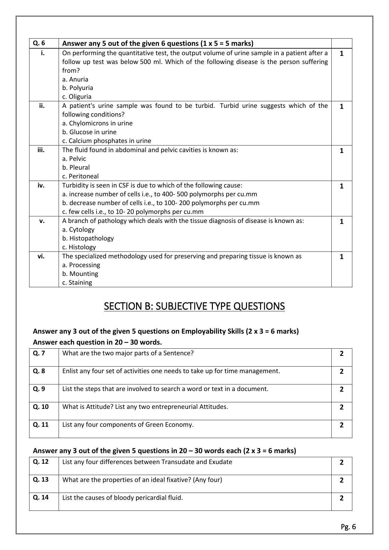 CBSE Class 11: MEDICAL DIAGNOSITCS 2024 Sample Paper - Page 6