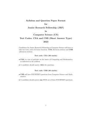 ISI Admission Test JRF in Computer Science Syllabus
