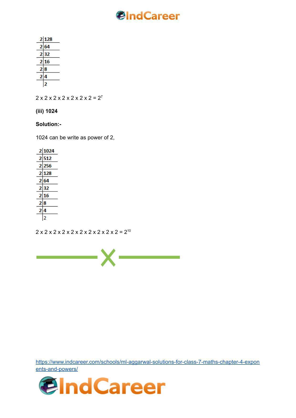ML Aggarwal Solutions for Class 7 Maths Chapter 4- Exponents and Powers - Page 8