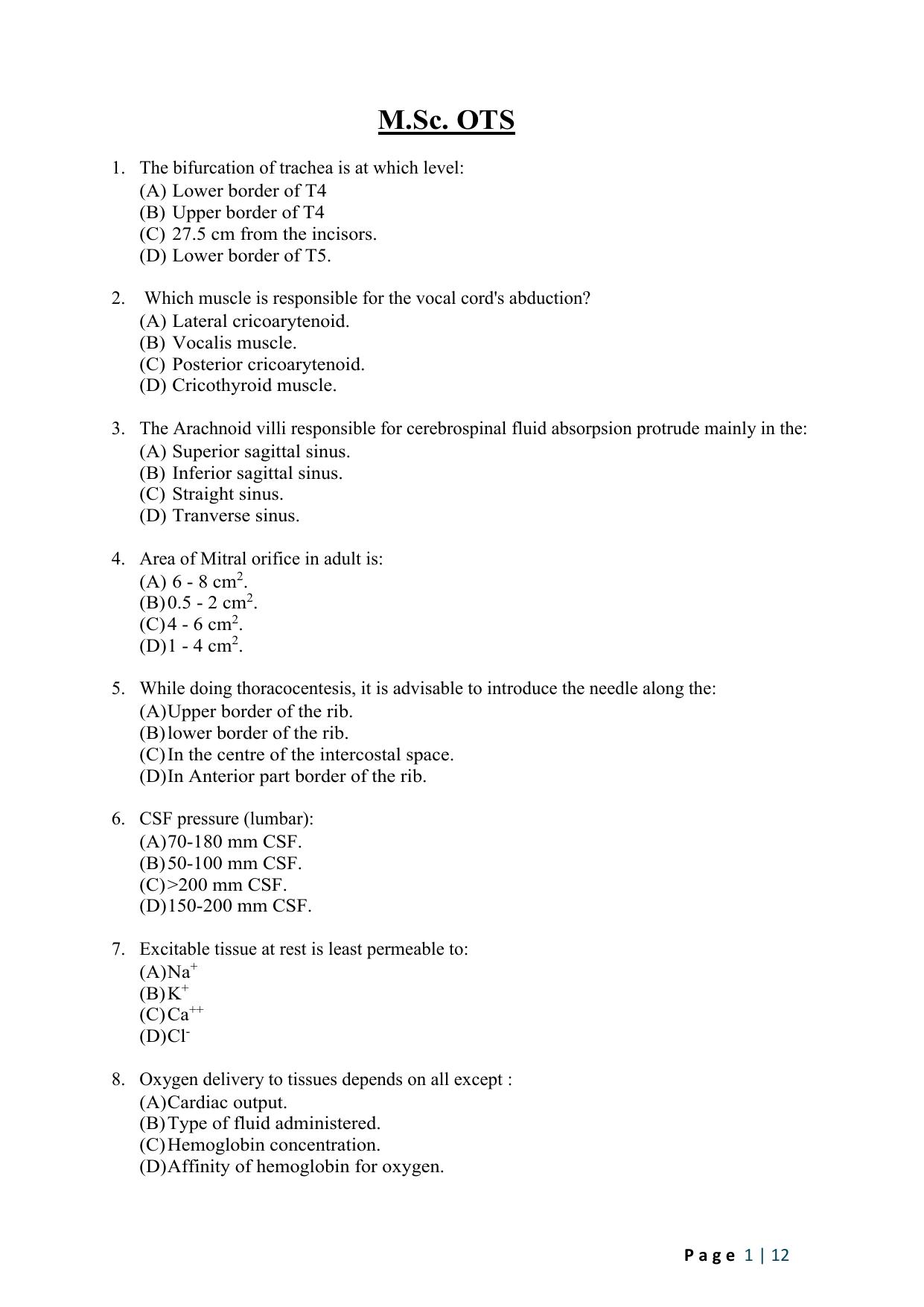 WB JEMAS (PG) M.Sc OTS 2024 Question Paper - Page 3
