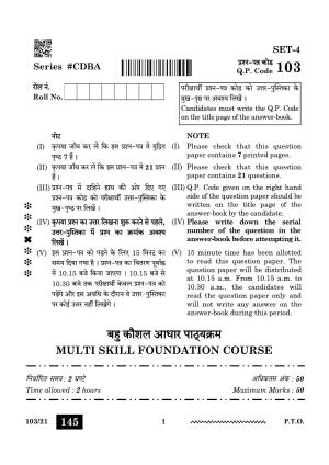 CBSE Class 10 Multi Skill Foundation Course 2024 Question Paper