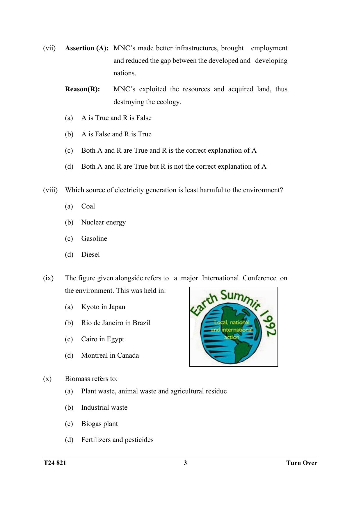 ICSE Class 10 Environmental Science 2024 Question Paper - Page 3