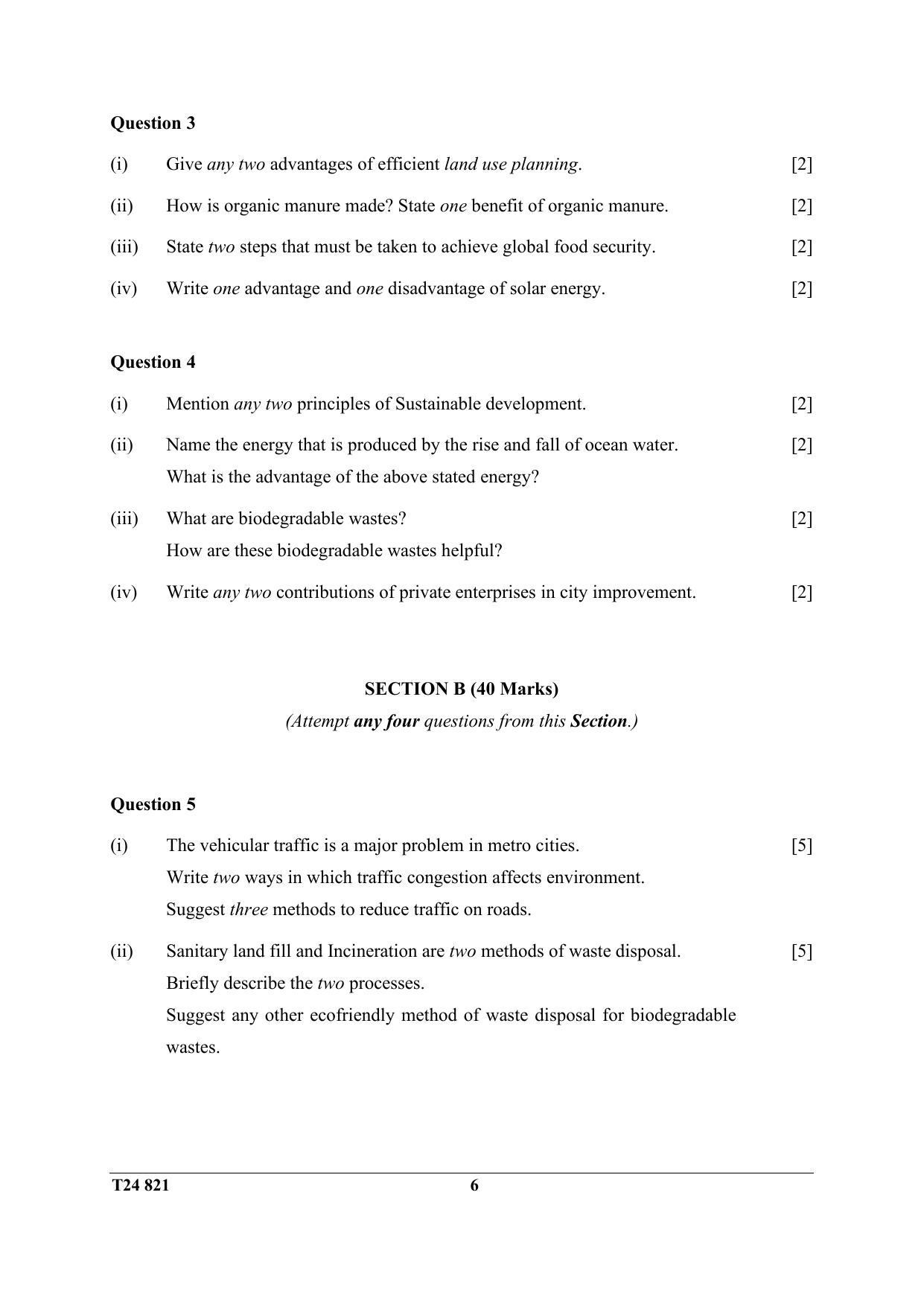 ICSE Class 10 Environmental Science 2024 Question Paper - Page 6