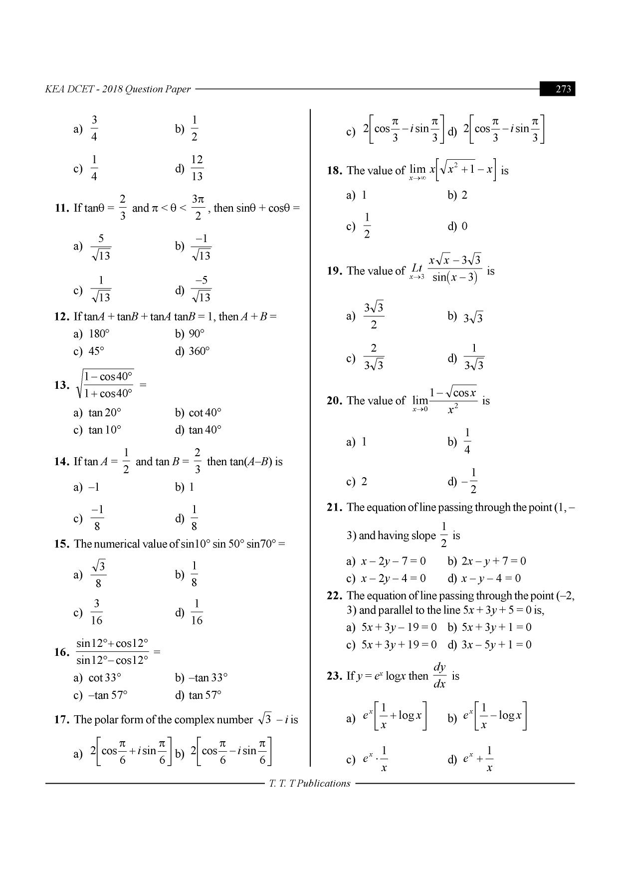 Karnataka DCET 2018 Question Paper - Page 2