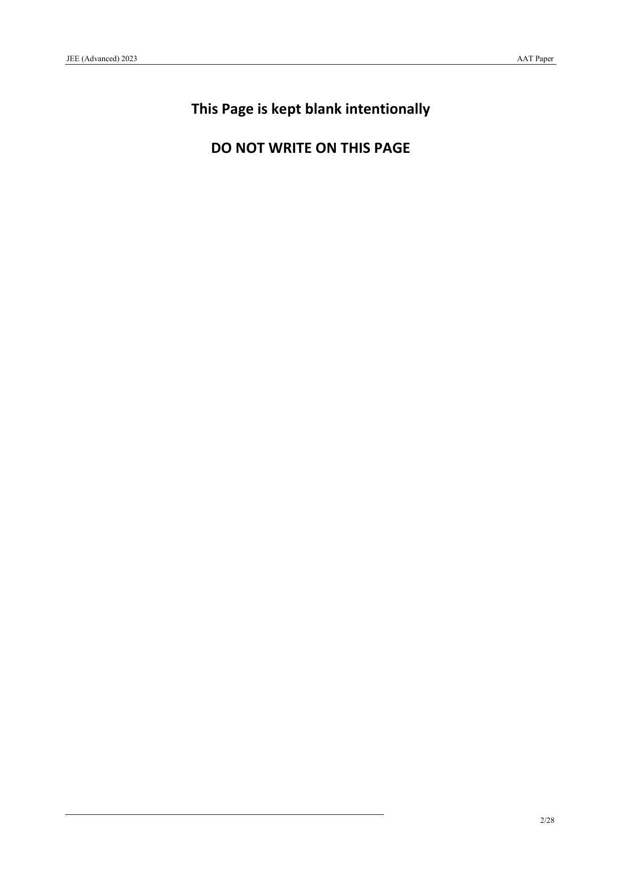 JEE Advanced AAT 2023 Question Paper - Page 2