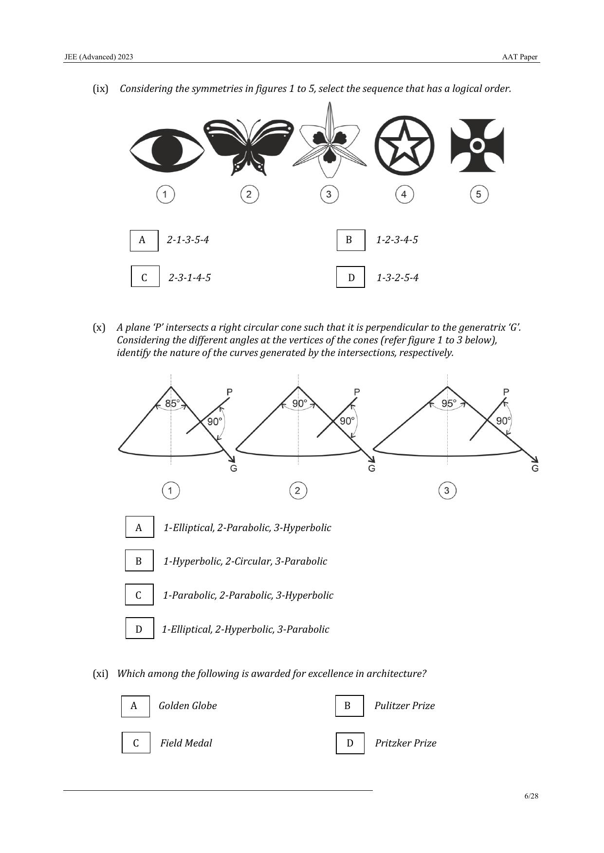 JEE Advanced AAT 2023 Question Paper - Page 6