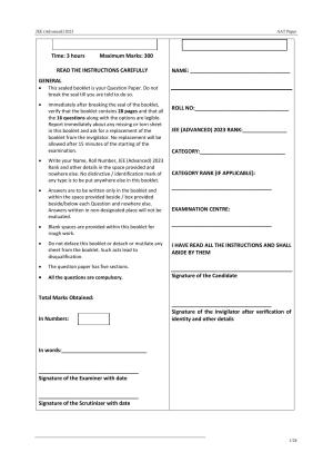JEE Advanced AAT 2023 Question Paper