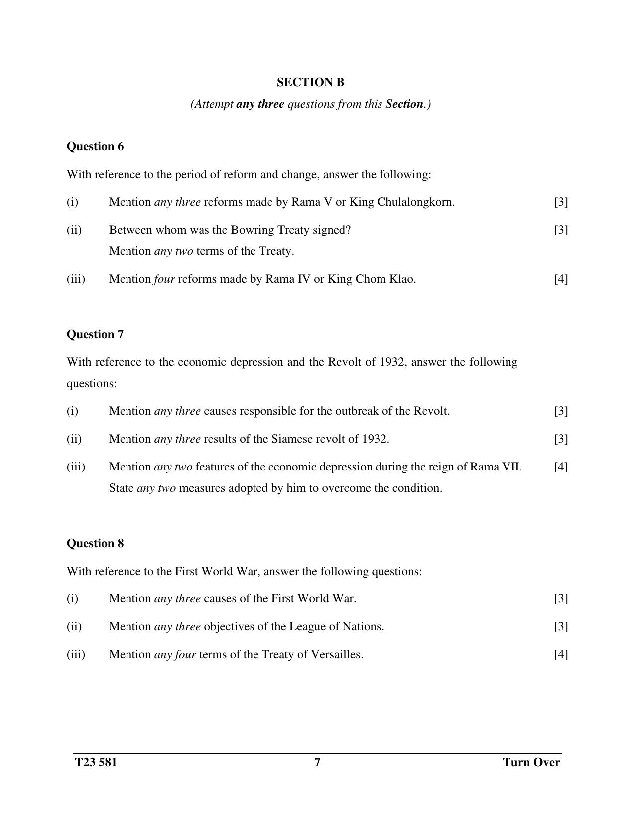 ICSE Class 10 HISTORY & CIVICS (THAILAND) (H.G.T. PAPER – 1) 2023 Question Paper - Page 7