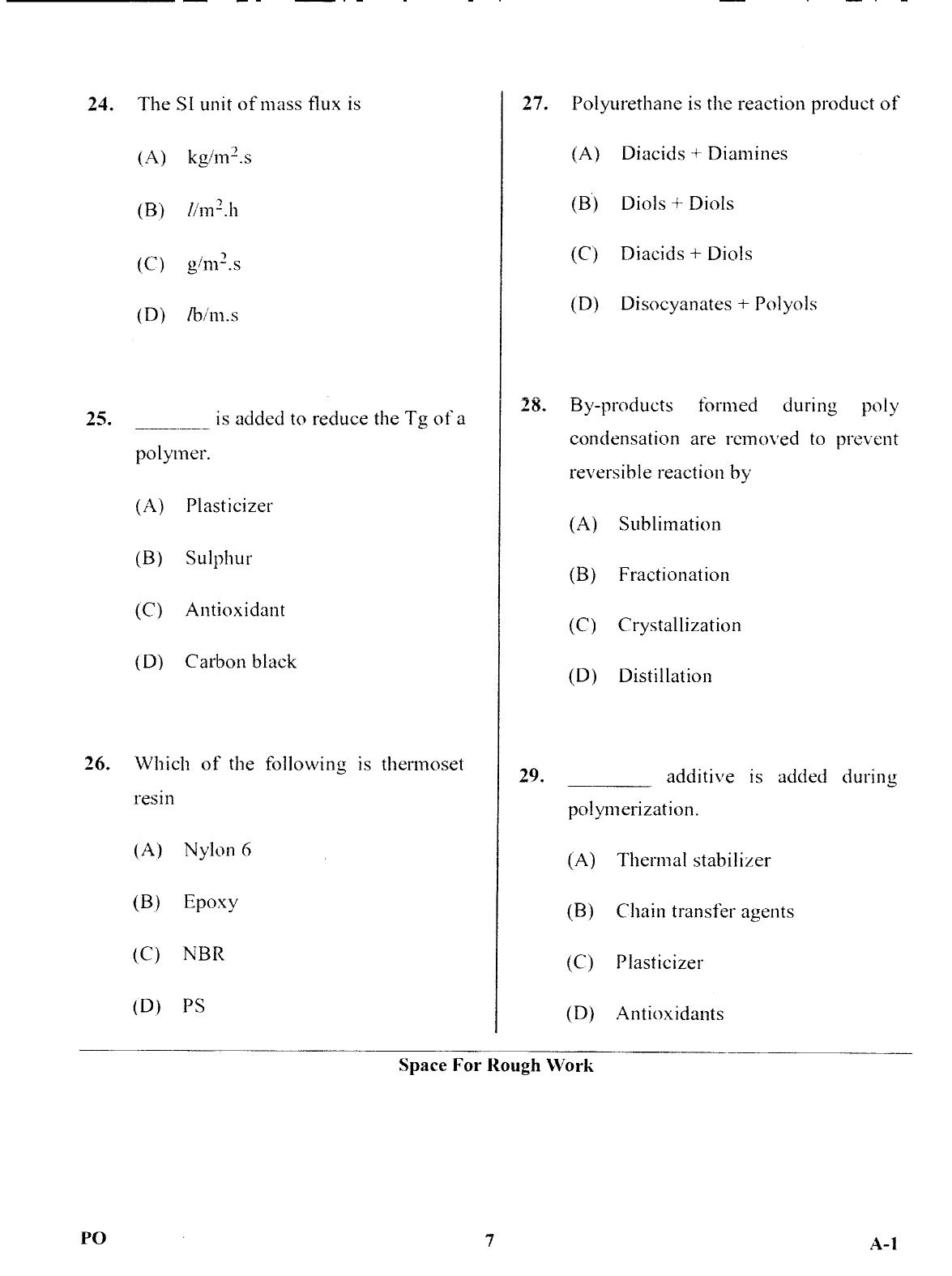 Karnataka PGCET 2017 Polymer Science and Technology Question Paper - Page 7
