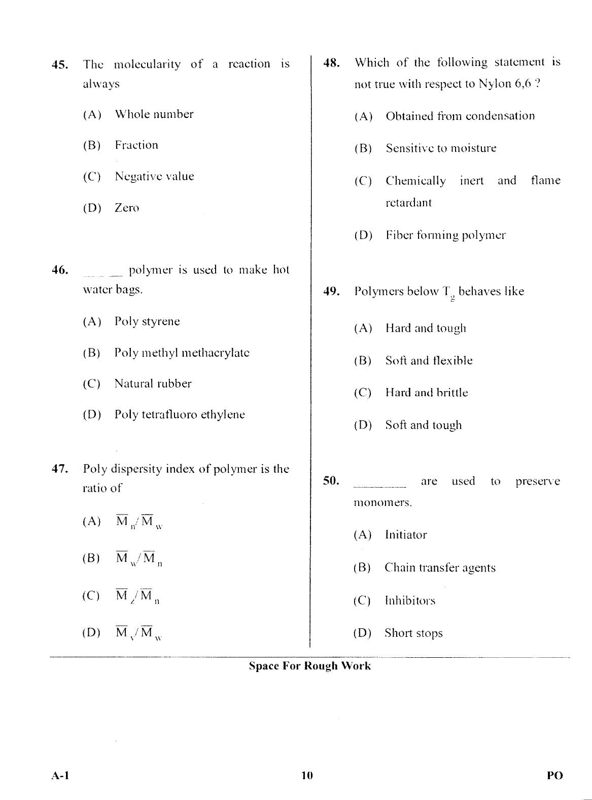 Karnataka PGCET 2017 Polymer Science and Technology Question Paper - Page 10