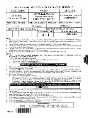 Karnataka PGCET 2017 Polymer Science and Technology Question Paper