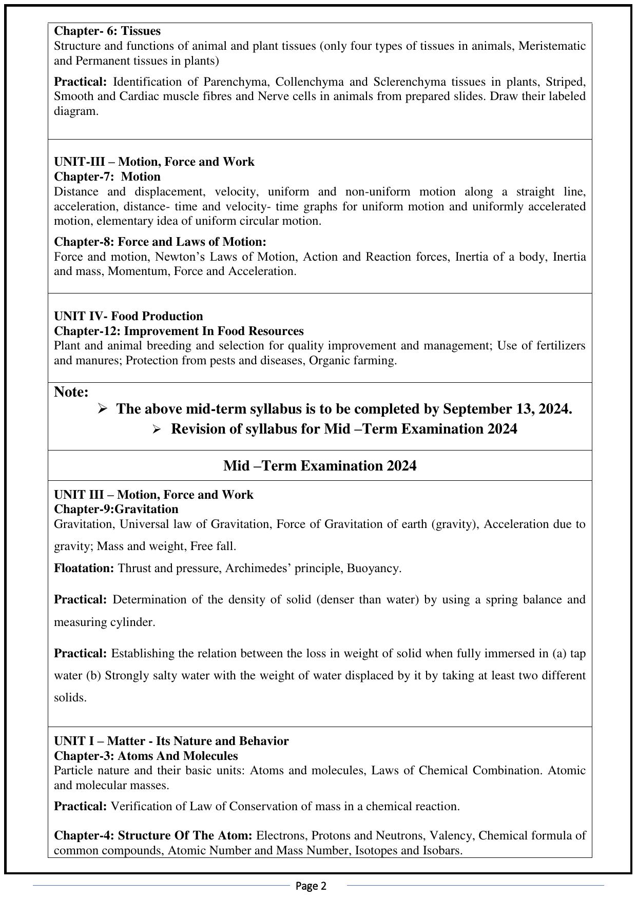 Edudel Class 9 Science (English Medium) Syllabus 2025 - Page 2
