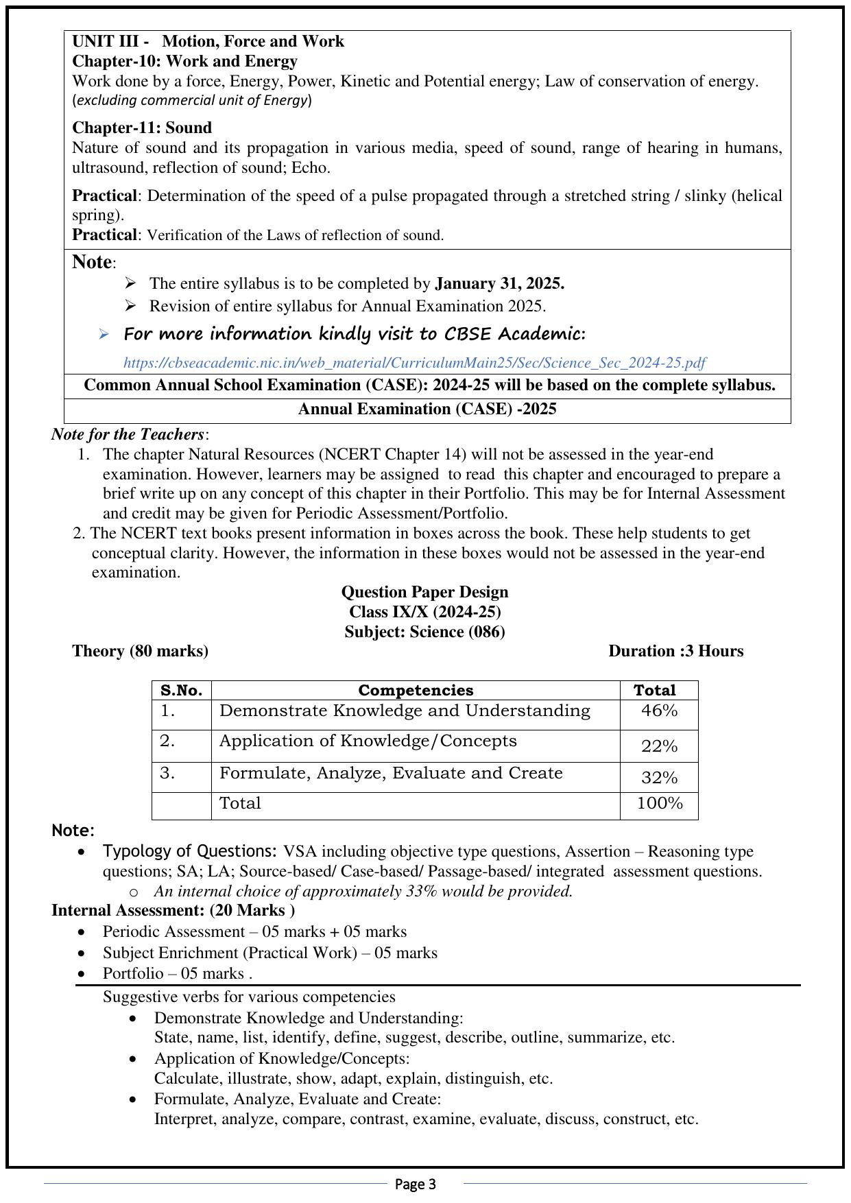 Edudel Class 9 Science (English Medium) Syllabus 2025 - Page 3
