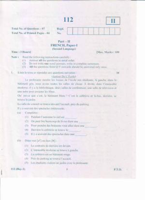 AP Inter 1st Year French-I May-2019-General Question Paper