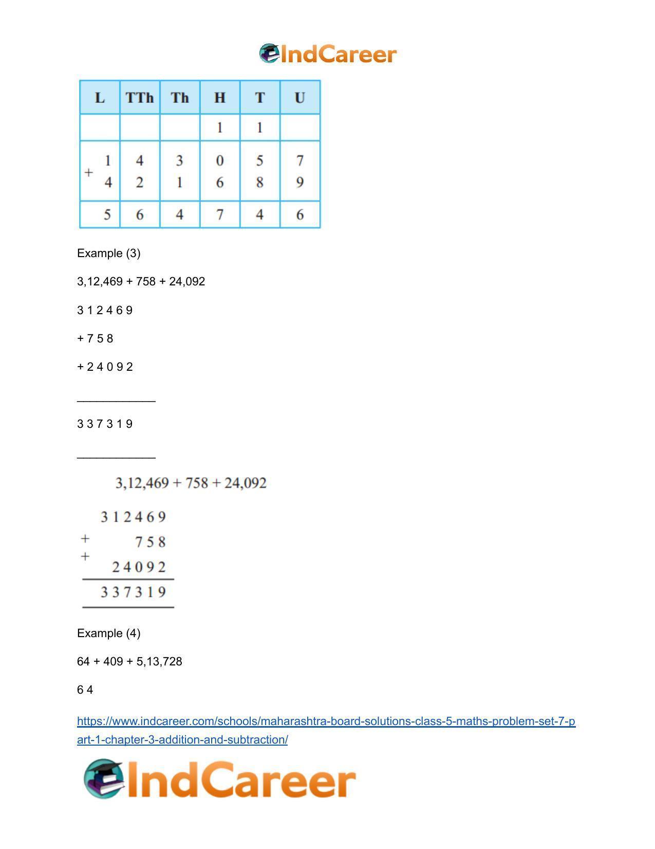 Maharashtra Board Solutions Class 5-Maths (Problem Set 7) - Part 1: Chapter 3- Addition and Subtraction - Page 5